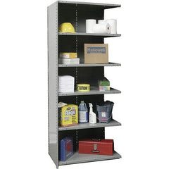 Hallowell - 6 Shelf, 500 Lb. Capacity, Closed Shelving Add-On Unit - 36 Inch Wide x 18 Inch Deep x 87 Inch High, Gray - Industrial Tool & Supply