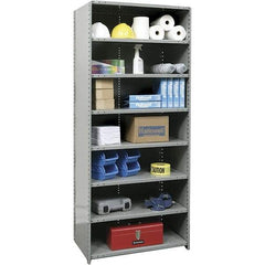 Hallowell - 8 Shelf, 1,200 Lb. Capacity, Closed Shelving Starter Unit - 36 Inch Wide x 18 Inch Deep x 87 Inch High, Gray - Industrial Tool & Supply