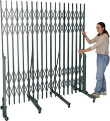 Hallowell - 6.54' High Portable Traffic Control Gate - Steel, Silver - Industrial Tool & Supply