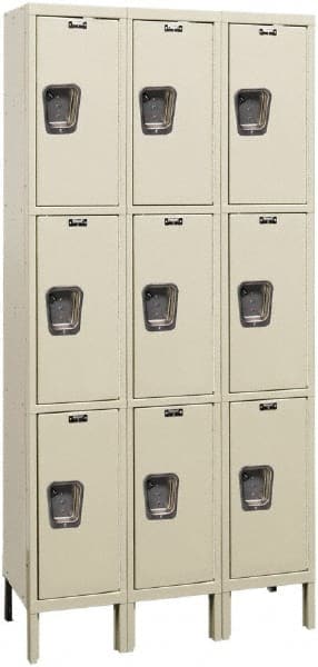 Hallowell - 9 Door, 3 Tier, Premium Wardrobe Lockers - Industrial Tool & Supply
