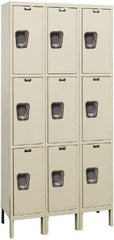 Hallowell - 9 Door, 3 Tier, Premium Wardrobe Lockers - Industrial Tool & Supply