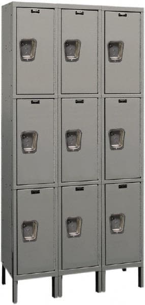 Hallowell - 9 Door, 3 Tier, Premium Wardrobe Lockers - Industrial Tool & Supply