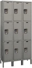 Hallowell - 9 Door, 3 Tier, Premium Wardrobe Lockers - Industrial Tool & Supply