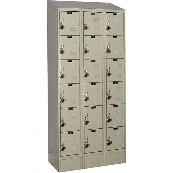 Hallowell - 18 Door, 6 Tier, Ready-Built Wardrobe & Box Lockers - Industrial Tool & Supply