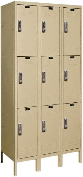 Hallowell - 9 Door, 3 Tier, Electronic Access Lockers - Industrial Tool & Supply