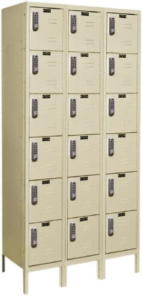 Hallowell - 18 Door, 6 Tier, Electronic Access Lockers - Industrial Tool & Supply