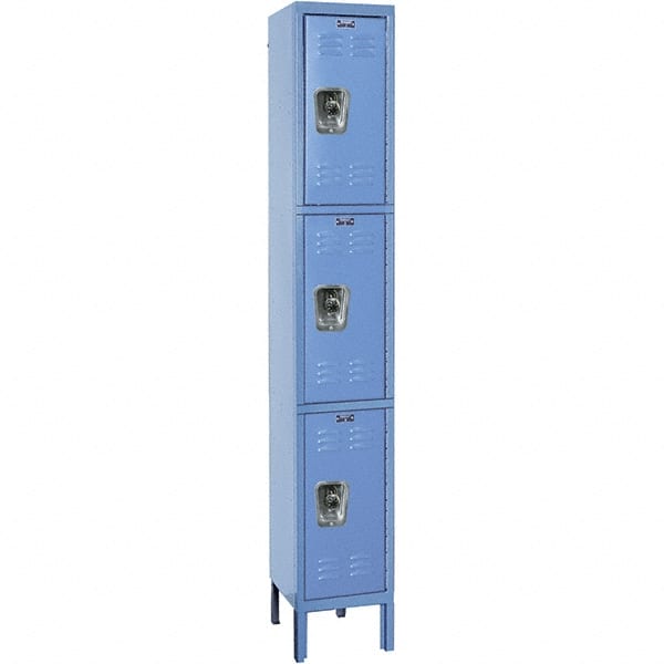 Hallowell - 3 Door, 3 Tier, Ready-Built Wardrobe & Box Lockers - Industrial Tool & Supply