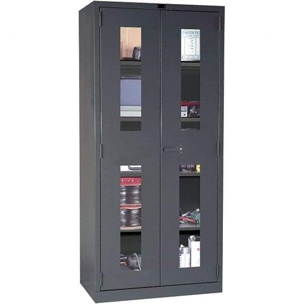 Hallowell - 4 Shelf Locking Storage Cabinet - Steel, 36" Wide x 24" Deep x 78" High, Gray - Industrial Tool & Supply