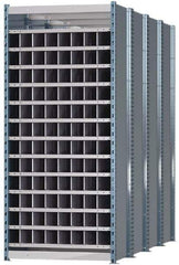 Hallowell - 96 Bin Heavy-Duty Deep Bin Industrial Shelving - 36 Inch Overall Width x 96 Inch Overall Depth x 87 Inch Overall Height, Blue and Platinum Steel Bins - Industrial Tool & Supply