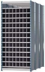 Hallowell - 96 Bin Heavy-Duty Deep Bin Industrial Shelving - 36 Inch Overall Width x 72 Inch Overall Depth x 87 Inch Overall Height, Blue and Platinum Steel Bins - Industrial Tool & Supply