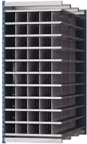 Hallowell - 50 Bin Heavy-Duty Deep Bin Industrial Shelving - 36 Inch Overall Width x 72 Inch Overall Depth x 87 Inch Overall Height, Blue and Platinum Steel Bins - Industrial Tool & Supply