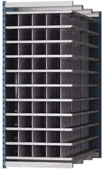 Hallowell - 50 Bin Heavy-Duty Deep Bin Industrial Shelving - 36 Inch Overall Width x 72 Inch Overall Depth x 87 Inch Overall Height, Blue and Platinum Steel Bins - Industrial Tool & Supply