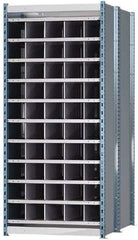 Hallowell - 50 Bin Heavy-Duty Deep Bin Industrial Shelving - 36 Inch Overall Width x 48 Inch Overall Depth x 87 Inch Overall Height, Blue and Platinum Steel Bins - Industrial Tool & Supply