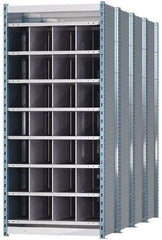 Hallowell - 28 Bin Heavy-Duty Deep Bin Industrial Shelving - 36 Inch Overall Width x 96 Inch Overall Depth x 87 Inch Overall Height, Blue and Platinum Steel Bins - Industrial Tool & Supply