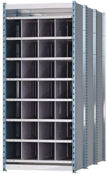 Hallowell - 28 Bin Heavy-Duty Deep Bin Industrial Shelving - 36 Inch Overall Width x 72 Inch Overall Depth x 87 Inch Overall Height, Blue and Platinum Steel Bins - Industrial Tool & Supply