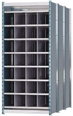 Hallowell - 28 Bin Heavy-Duty Deep Bin Industrial Shelving - 36 Inch Overall Width x 72 Inch Overall Depth x 87 Inch Overall Height, Blue and Platinum Steel Bins - Industrial Tool & Supply