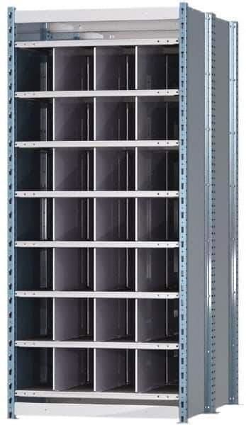 Hallowell - 28 Bin Heavy-Duty Deep Bin Industrial Shelving - 36 Inch Overall Width x 48 Inch Overall Depth x 87 Inch Overall Height, Blue and Platinum Steel Bins - Industrial Tool & Supply