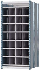 Hallowell - 28 Bin Heavy-Duty Deep Bin Industrial Shelving - 36 Inch Overall Width x 48 Inch Overall Depth x 87 Inch Overall Height, Blue and Platinum Steel Bins - Industrial Tool & Supply
