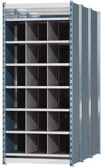 Hallowell - 18 Bin Heavy-Duty Deep Bin Industrial Shelving - 36 Inch Overall Width x 72 Inch Overall Depth x 87 Inch Overall Height, Blue and Platinum Steel Bins - Industrial Tool & Supply