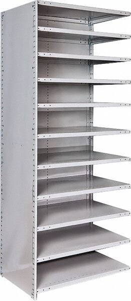 Hallowell - 11 Shelf, 500 Lb. Capacity, Closed Shelving Add-On Unit - 36 Inch Wide x 24 Inch Deep x 87 Inch High, Platinum - Industrial Tool & Supply
