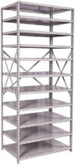 Hallowell - 11 Shelf Starter Medium-Duty Open Steel Shelving - 500 Lb Capacity, 36" Wide x 87" High x 24" Deep, Platinum - Industrial Tool & Supply