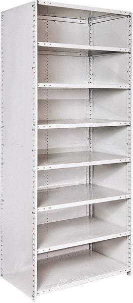 Hallowell - 8 Shelf, 500 Lb. Capacity, Closed Shelving Starter Unit - 36 Inch Wide x 24 Inch Deep x 87 Inch High, Platinum - Industrial Tool & Supply
