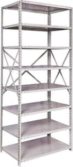 Hallowell - 8 Shelf Starter Medium-Duty Open Steel Shelving - 500 Lb Capacity, 36" Wide x 87" High x 24" Deep, Platinum - Industrial Tool & Supply