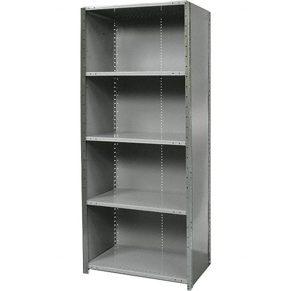 Hallowell - 5 Shelf, 1,100 Lb. Capacity, Free Standing Closed Shelving - 36 Inch Wide x 12 Inch Deep x 87 Inch High, Gray - Industrial Tool & Supply