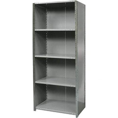 Hallowell - 5 Shelf, 375 Lb. Capacity, Free Standing Closed Shelving - 48 Inch Wide x 12 Inch Deep x 87 Inch High, Gray - Industrial Tool & Supply