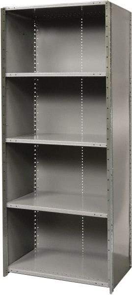 Hallowell - 5 Shelf, 800 Lb. Capacity, Free Standing Closed Shelving - 36 Inch Wide x 24 Inch Deep x 87 Inch High, Gray - Industrial Tool & Supply