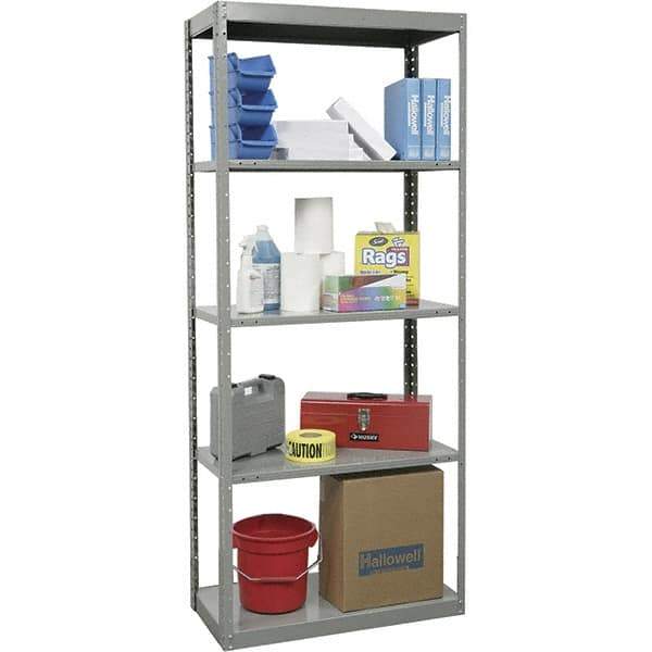 Hallowell - 5 Shelf Starter Heavy-Duty Open Steel Shelving - 450 Lb Capacity, 48" Wide x 87" High x 18" Deep, Gray - Industrial Tool & Supply