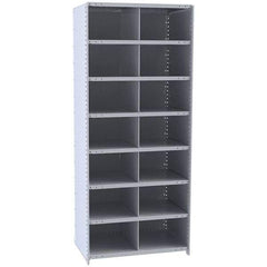 Hallowell - 14 Bin Closed Industrial Bin Shelving - 36 Inch Overall Width x 12 Inch Overall Depth x 87 Inch Overall Height, Gray Metal Bins - Industrial Tool & Supply