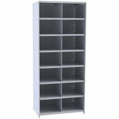 Hallowell - 14 Bin Closed Industrial Bin Shelving - 36 Inch Overall Width x 18 Inch Overall Depth x 87 Inch Overall Height, Gray Metal Bins - Industrial Tool & Supply
