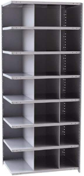 Hallowell - 21 Bin Closed Industrial Bin Shelving - 36 Inch Overall Width x 24 Inch Overall Depth x 87 Inch Overall Height, Gray Metal Bins - Industrial Tool & Supply