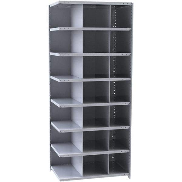 Hallowell - 21 Bin Closed Industrial Bin Shelving - 36 Inch Overall Width x 12 Inch Overall Depth x 87 Inch Overall Height, Gray Metal Bins - Industrial Tool & Supply