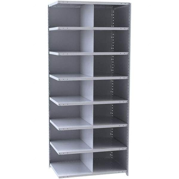 Hallowell - 14 Bin Closed Industrial Bin Shelving - 36 Inch Overall Width x 12 Inch Overall Depth x 87 Inch Overall Height, Gray Metal Bins - Industrial Tool & Supply