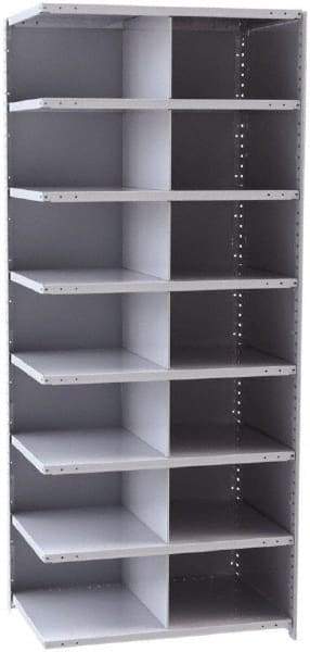 Hallowell - 14 Bin Closed Industrial Bin Shelving - 36 Inch Overall Width x 24 Inch Overall Depth x 87 Inch Overall Height, Gray Metal Bins - Industrial Tool & Supply