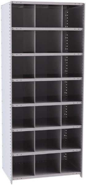 Hallowell - 21 Bin Closed Industrial Bin Shelving - 36 Inch Overall Width x 24 Inch Overall Depth x 87 Inch Overall Height, Gray Metal Bins - Industrial Tool & Supply