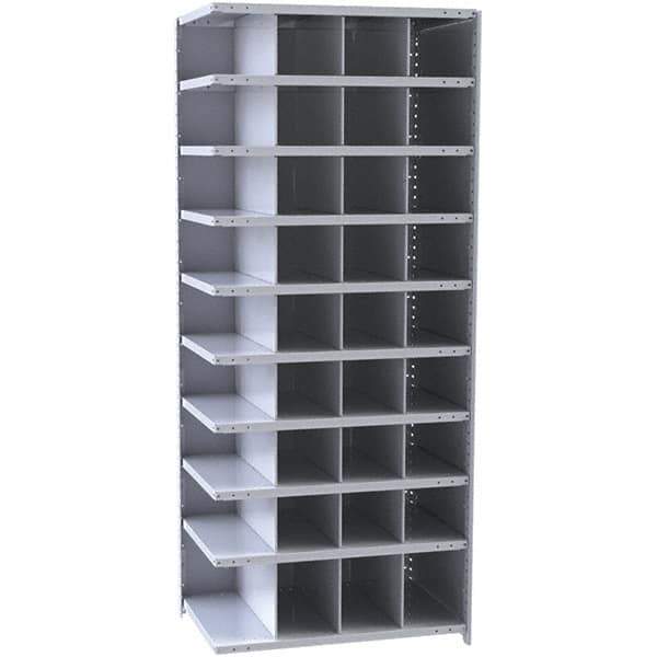 Hallowell - 36 Bin Closed Industrial Bin Shelving - 36 Inch Overall Width x 18 Inch Overall Depth x 87 Inch Overall Height, Gray Metal Bins - Industrial Tool & Supply