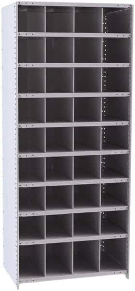 Hallowell - 36 Bin Closed Industrial Bin Shelving - 36 Inch Overall Width x 24 Inch Overall Depth x 87 Inch Overall Height, Gray Metal Bins - Industrial Tool & Supply