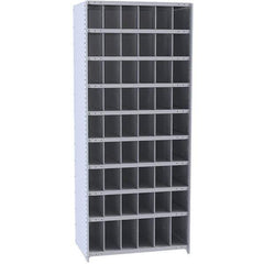 Hallowell - 54 Bin Closed Industrial Bin Shelving - 36 Inch Overall Width x 12 Inch Overall Depth x 87 Inch Overall Height, Gray Metal Bins - Industrial Tool & Supply