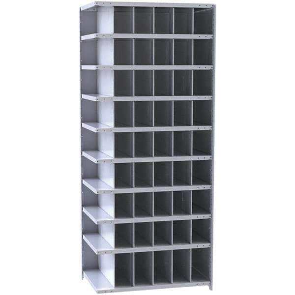 Hallowell - 54 Bin Closed Industrial Bin Shelving - 36 Inch Overall Width x 18 Inch Overall Depth x 87 Inch Overall Height, Gray Metal Bins - Industrial Tool & Supply