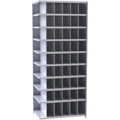 Hallowell - 54 Bin Closed Industrial Bin Shelving - 36 Inch Overall Width x 18 Inch Overall Depth x 87 Inch Overall Height, Gray Metal Bins - Industrial Tool & Supply