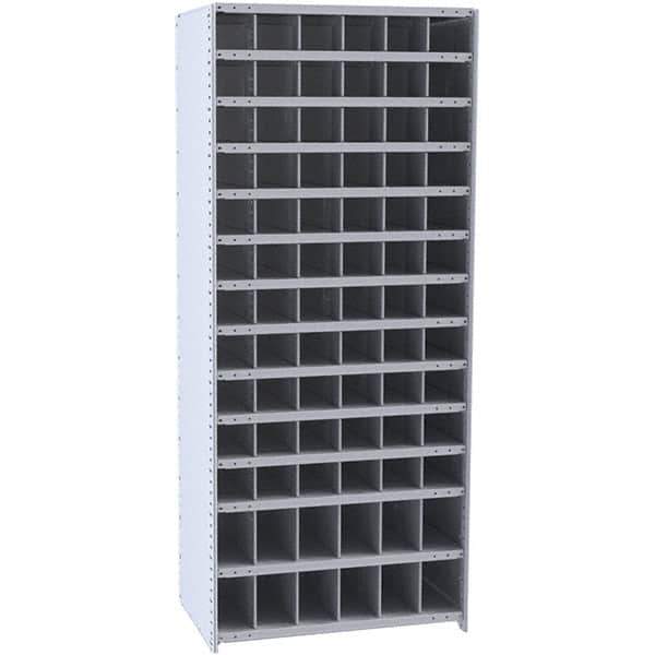Hallowell - 78 Bin Closed Industrial Bin Shelving - 36 Inch Overall Width x 18 Inch Overall Depth x 87 Inch Overall Height, Gray Metal Bins - Industrial Tool & Supply