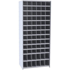 Hallowell - 78 Bin Closed Industrial Bin Shelving - 36 Inch Overall Width x 12 Inch Overall Depth x 87 Inch Overall Height, Gray Metal Bins - Industrial Tool & Supply