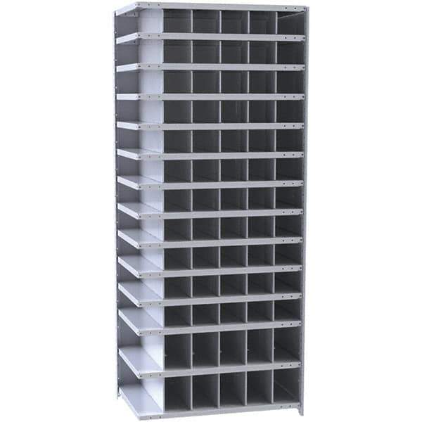 Hallowell - 78 Bin Closed Industrial Bin Shelving - 36 Inch Overall Width x 12 Inch Overall Depth x 87 Inch Overall Height, Gray Metal Bins - Industrial Tool & Supply