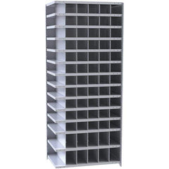 Hallowell - 78 Bin Closed Industrial Bin Shelving - 36 Inch Overall Width x 12 Inch Overall Depth x 87 Inch Overall Height, Gray Metal Bins - Industrial Tool & Supply