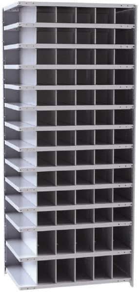 Hallowell - 78 Bin Closed Industrial Bin Shelving - 36 Inch Overall Width x 24 Inch Overall Depth x 87 Inch Overall Height, Gray Metal Bins - Industrial Tool & Supply