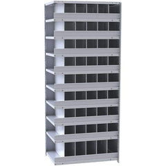Hallowell - 54 Bin Closed Industrial Bin Shelving - 36 Inch Overall Width x 18 Inch Overall Depth x 87 Inch Overall Height, Gray Metal Bins - Industrial Tool & Supply