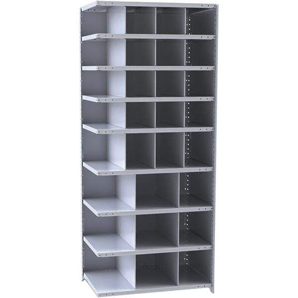 Hallowell - 29 Bin Closed Industrial Bin Shelving - 36 Inch Overall Width x 18 Inch Overall Depth x 87 Inch Overall Height, Gray Metal Bins - Industrial Tool & Supply